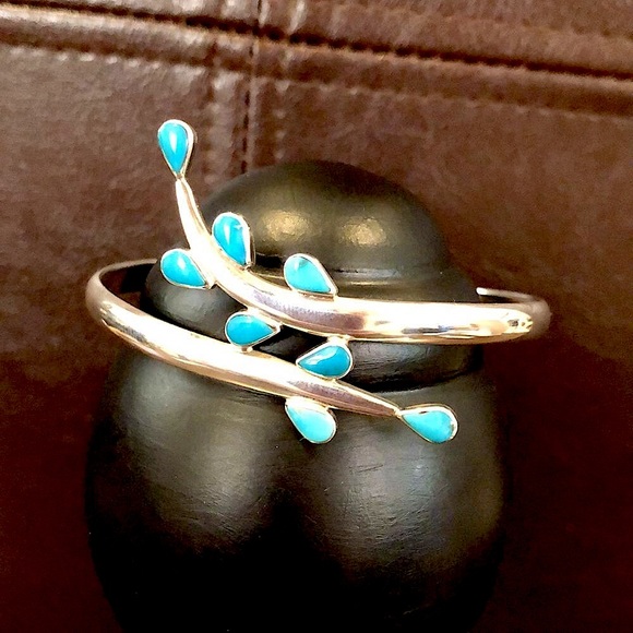 Taxco Jewelry - Dominique Dinouart DDD MEXICO Sterling Silver Turquoise Cuff Bangle Bracelet